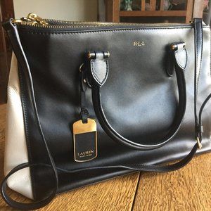 Ralph Lauren Newbury Double Zip Satchel Black & White